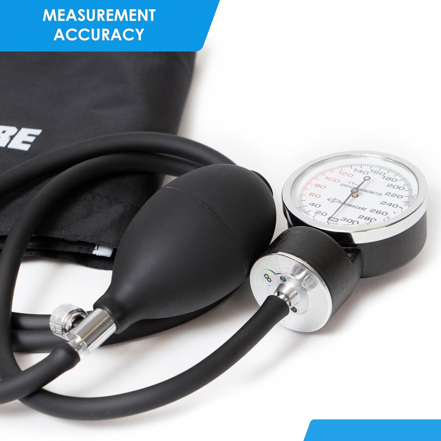 PrimaCare DS-9197-BK Manual Blood Pressure Kit w/ Stethoscope Adult Cuff Case