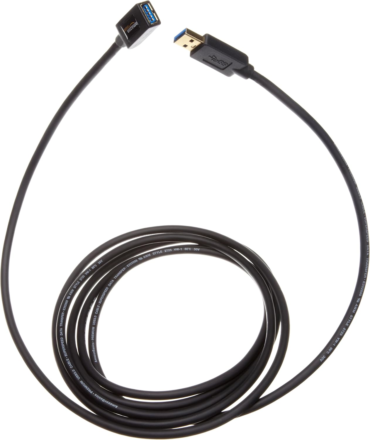 Amazon Basics 10-Pack USB-A 3.0 Extension Cable, Male to Female, 4.8Gbps High-Speed, Gold-Plated Connectors, 3 m/9.8 Feet, Black