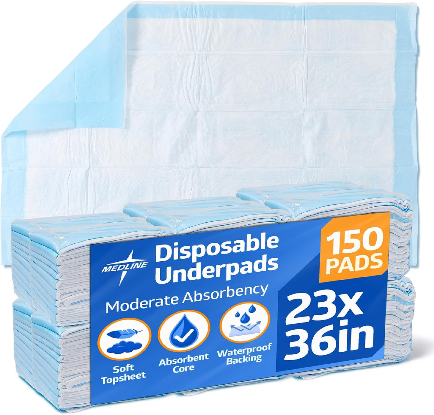 Medline Moderate Absorbency Underpads 23x36 140 Count Disposable Chucks