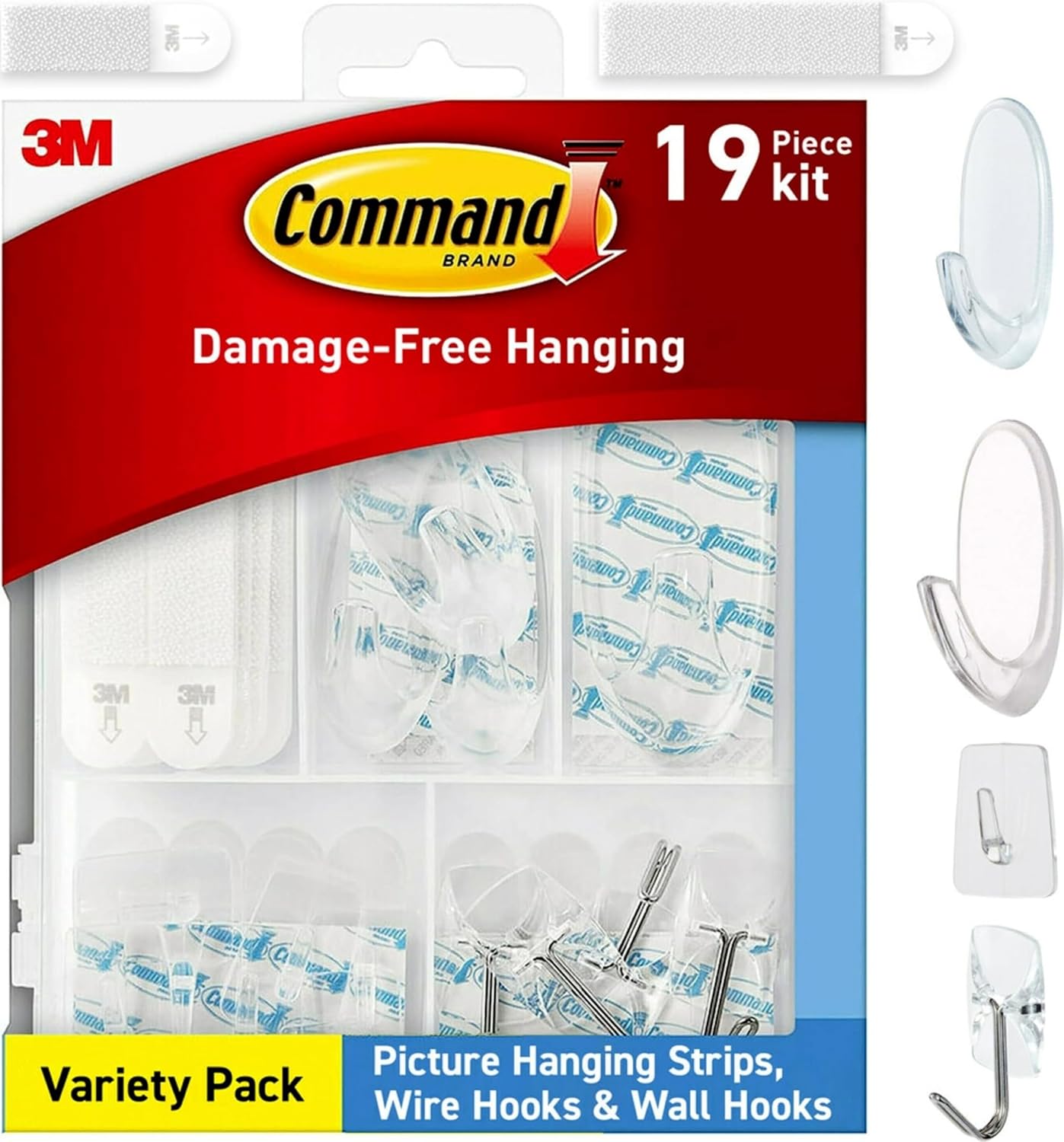 Command Clear Variety Pack Picture Hangers Wire & Wall Hooks Damage-Free 23pc