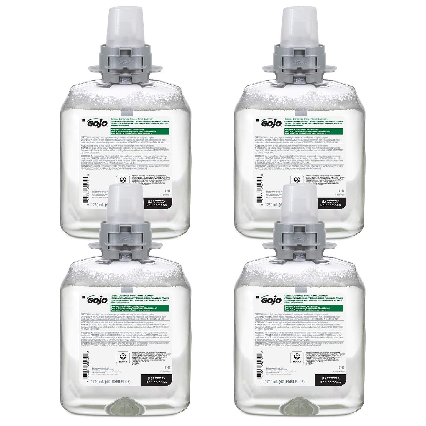 GOJO 5165-04 Foam Hand Cleaner FMX-12 Refill 1250mL Fragrance Free 4 Pack