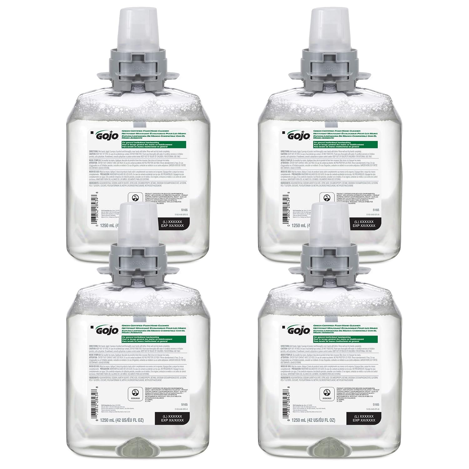 GOJO 5165-04 Foam Hand Cleaner FMX-12 Refill 1250mL Fragrance Free 4 Pack