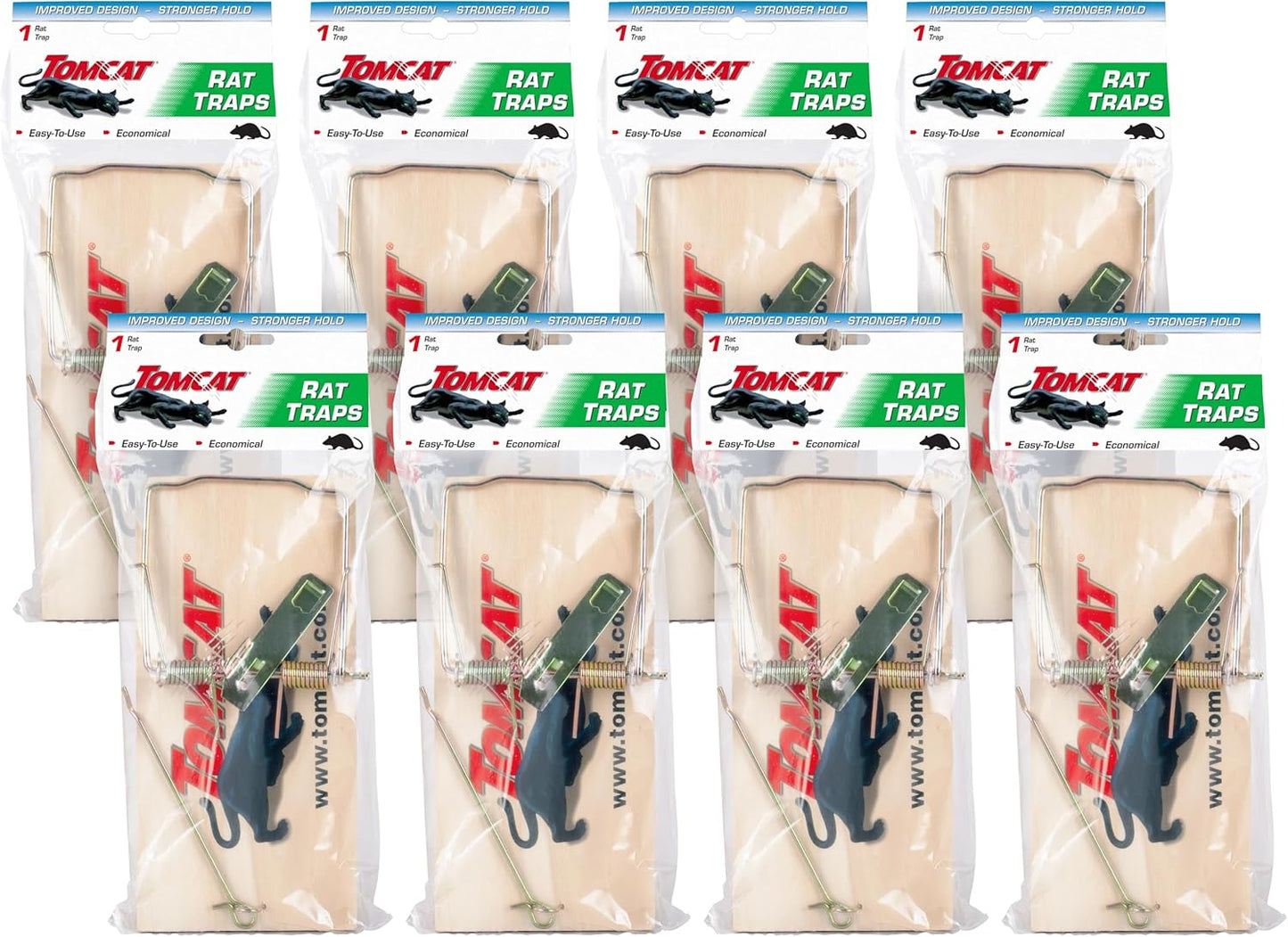 Tomcat Wooden Rat Traps 8-Pack Reusable Effective Snap Trap Indoor Home