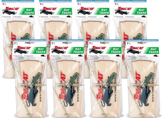 Tomcat Wooden Rat Traps 8-Pack Reusable Effective Snap Trap Indoor Home