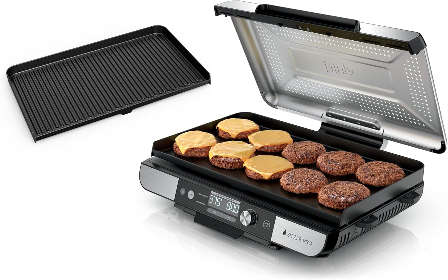 Ninja Sizzle Pro XL 20in Indoor Griddle + Grill Ceramic Nonstick Vented Lid
