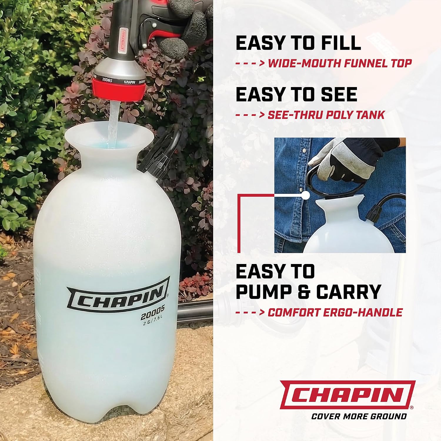 Chapin 20004 Pump Sprayer 1 Gallon Lawn Garden Adjustable Nozzle Anti-Clog