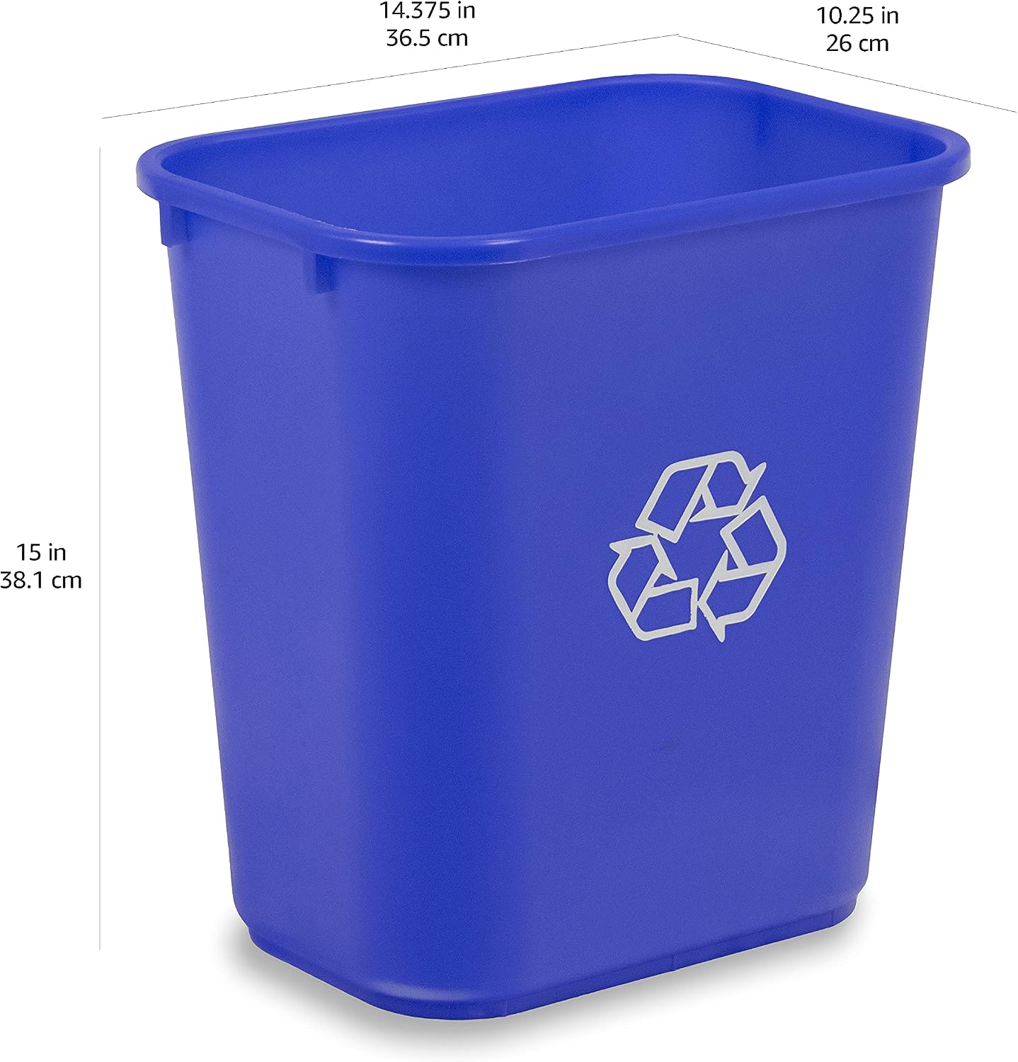 Amazon Basics 7 Gal Commercial Recycling Wastebasket w/ Recycle Logo Blue 2 Pk