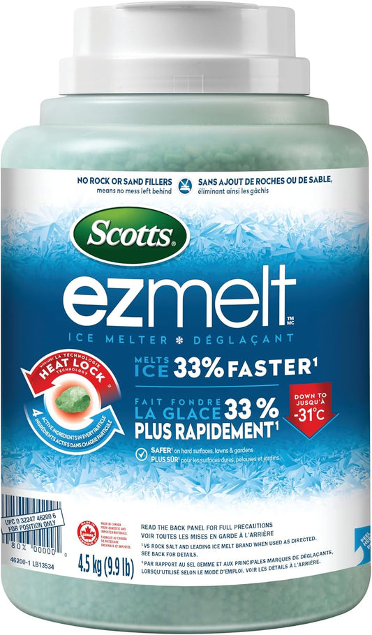 Scotts EZmelt Ice Melter 9.9lb Salt & Calcium Chloride Fast Acting Hard Surface