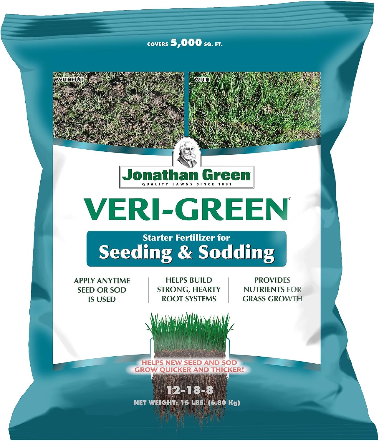 Jonathan Green 16007 Veri-Green Starter Lawn Fertilizer 12-18-8 5000 Sq Ft