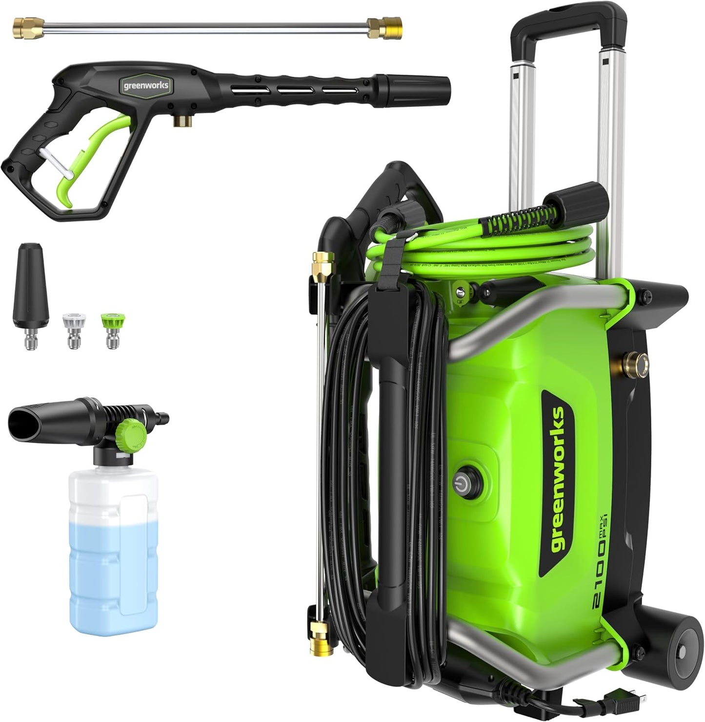 Greenworks 2100 PSI 1.2 GPM Electric Pressure Washer w/ Nozzles &amp; Soap Applier