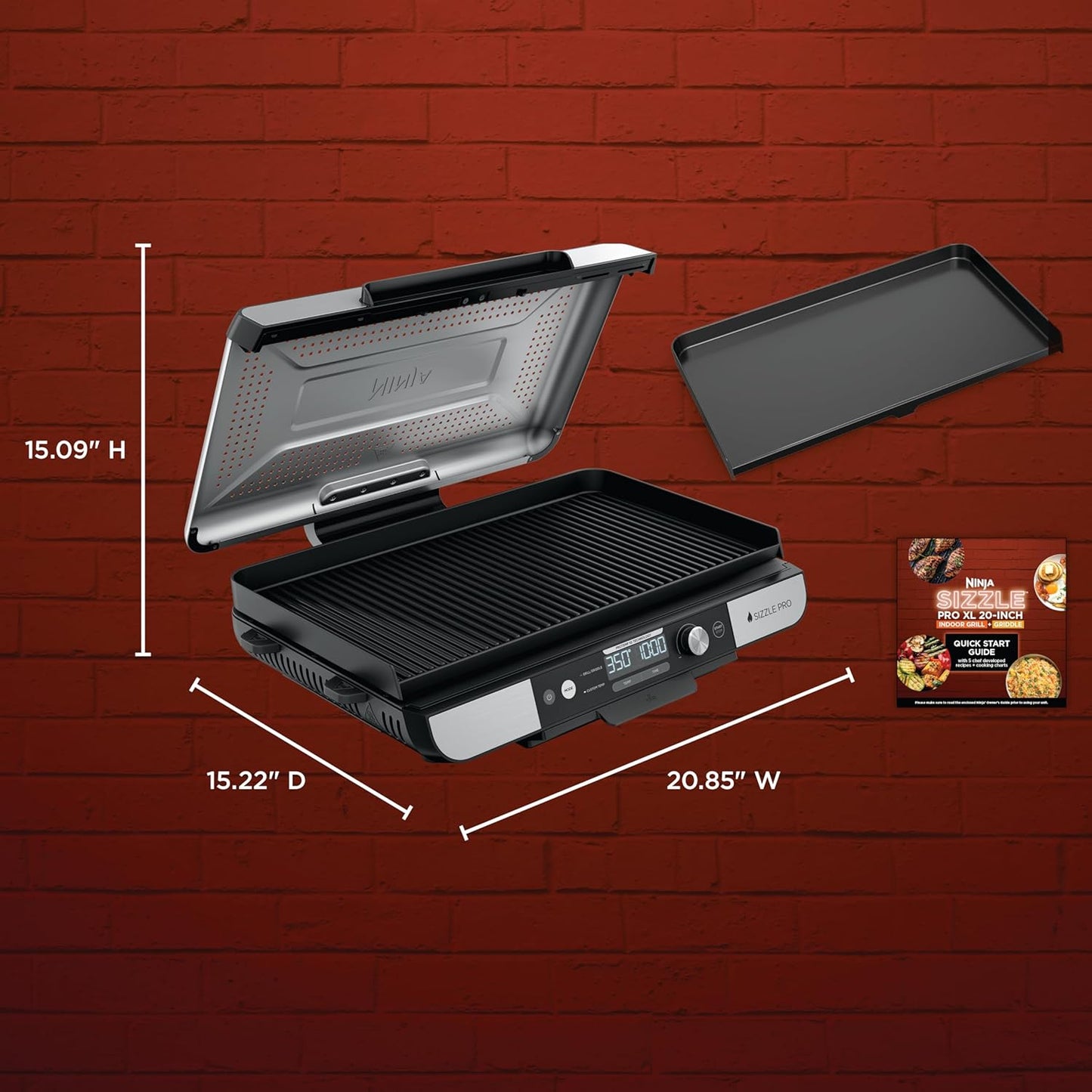 Ninja Sizzle Pro XL 20in Indoor Griddle + Grill Ceramic Nonstick Vented Lid