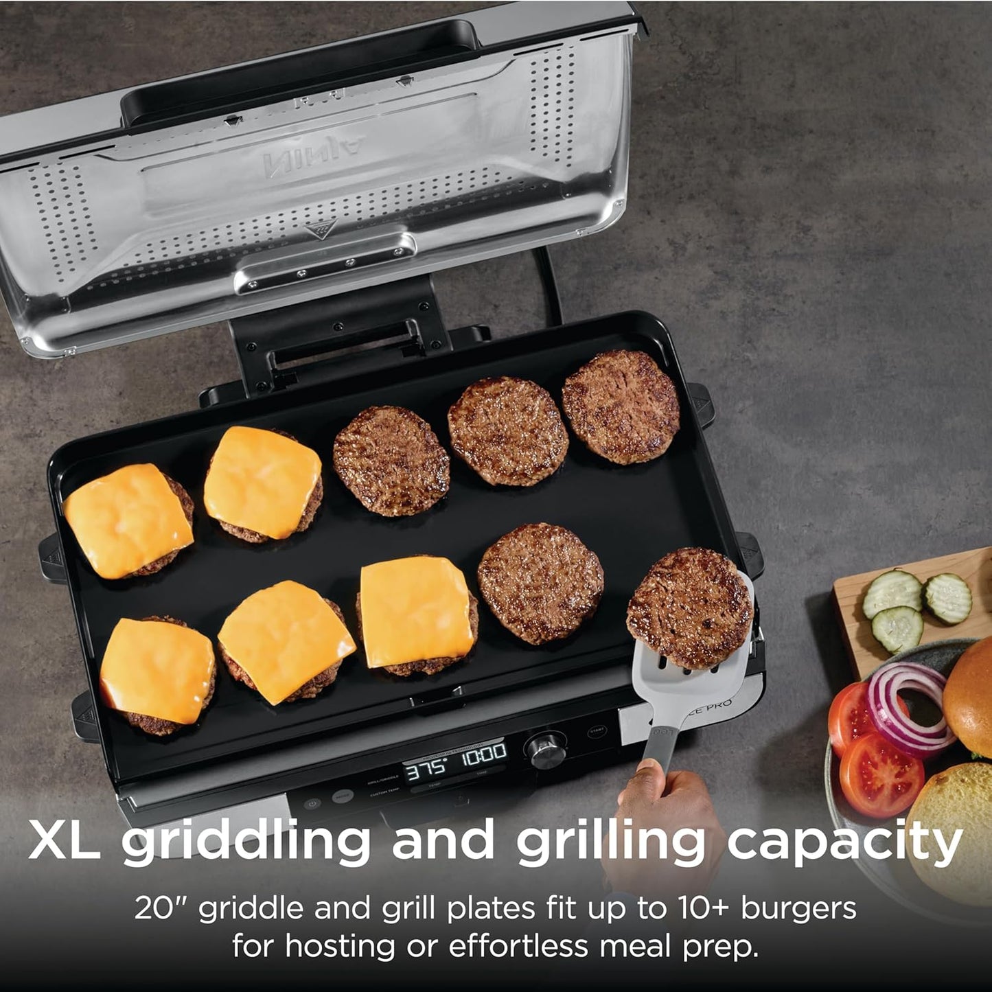 Ninja Sizzle Pro XL 20in Indoor Griddle + Grill Ceramic Nonstick Vented Lid