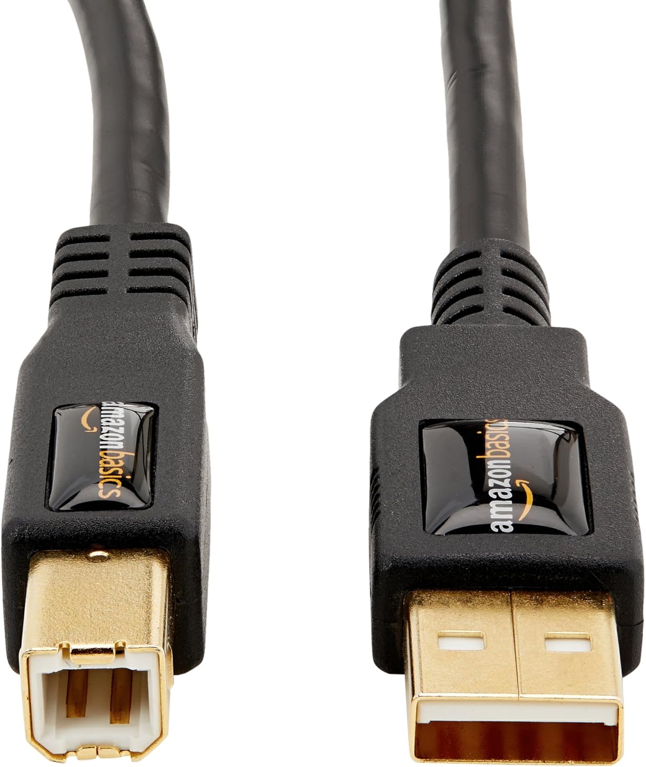 Amazon Basics USB-A to USB-B 2.0 Cable for Printer or External Hard Drive, Gold-Plated Connectors, Black, 10 Foot