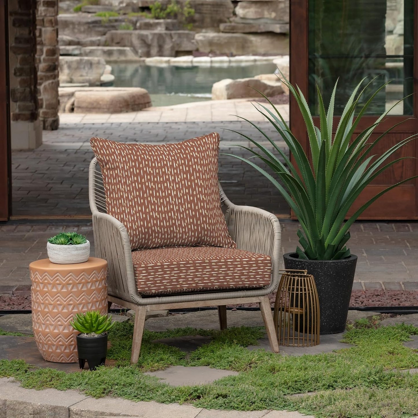 Arden Selections 24x24 Outdoor Deep Seat Cushion Set Rust Red Weatherproof