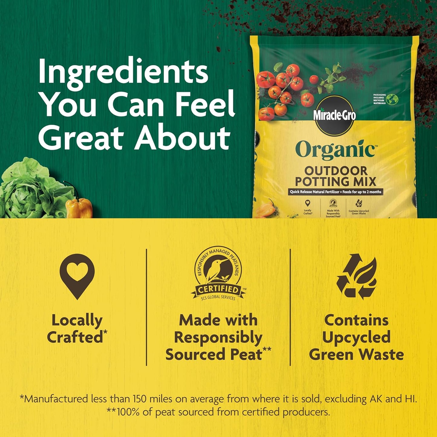 Miracle-Gro Organic Outdoor Potting Mix 16 Qt w/ Natural Fertilizer