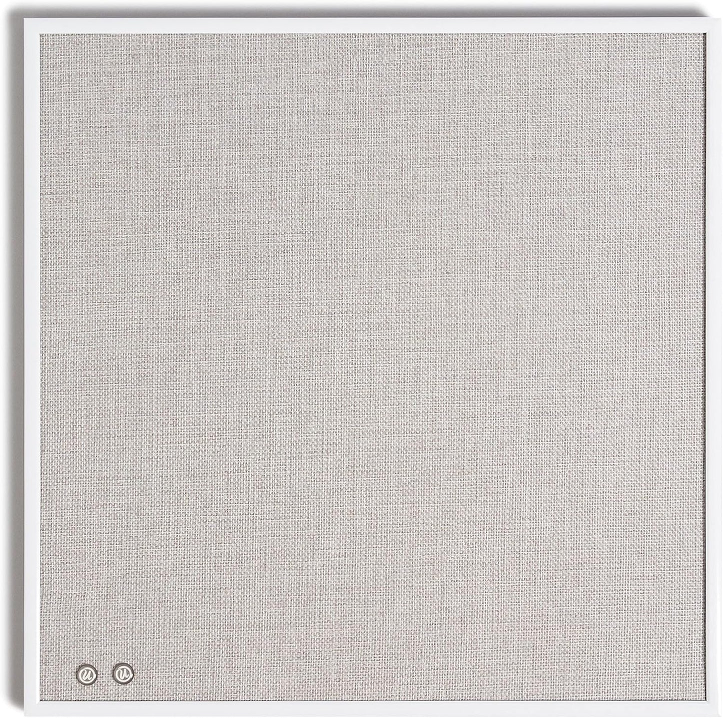 U Brands Farmhouse Linen Bulletin Board 14x14 White Metal Frame Pin Board