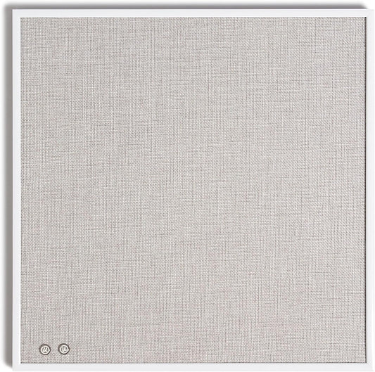 U Brands Farmhouse Linen Bulletin Board 14x14 White Metal Frame Pin Board