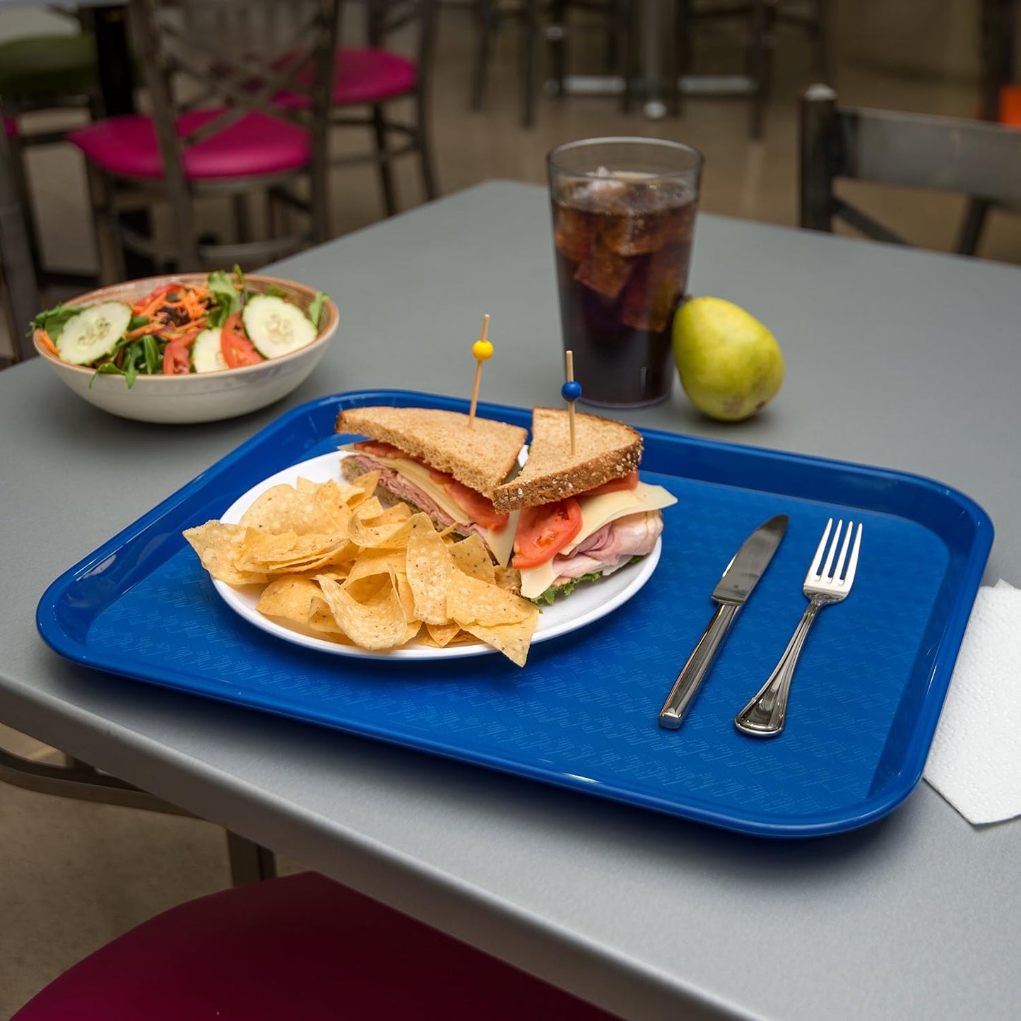 Carlisle Cafe Fast Food Cafeteria Tray 17.87x14in Patterned Plastic Blue