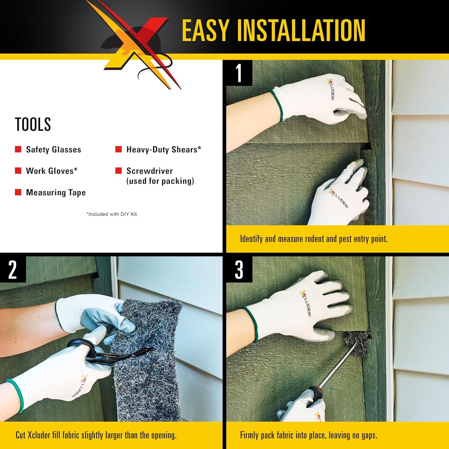 Xcluder Rodent Control Fill Fabric Large DIY Kit Stainless Steel Wool