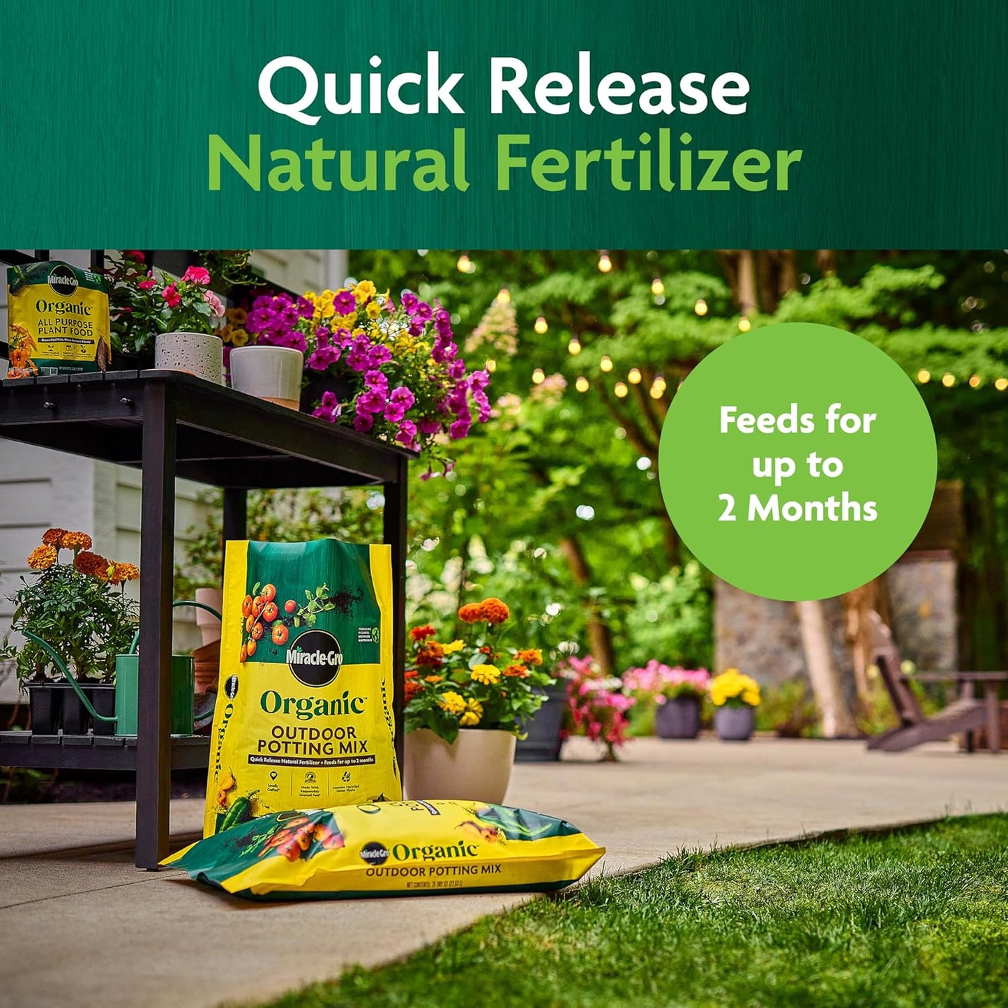 Miracle-Gro Organic Outdoor Potting Mix 16 Qt w/ Natural Fertilizer