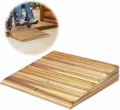 Wooden Threshold Ramp 5in Rise 31.4in Non-Slip Wheelchair Walker 600lb