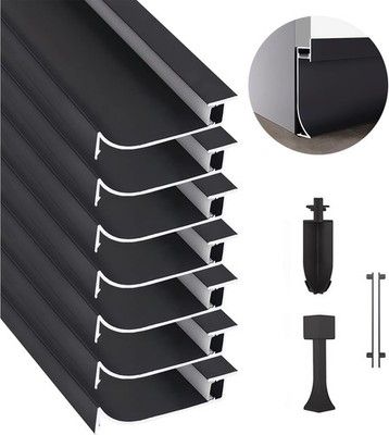 JARBIH 7 Pack 1m LED Aluminum Skirting Board H 65mm Strip Light Channel Profile