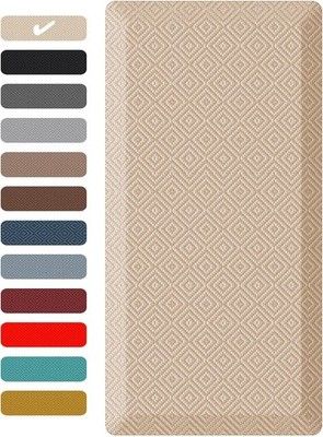 Ophanie Anti-Fatigue Kitchen Mat 20x39 3/4in Thick Cushioned Waterproof Beige