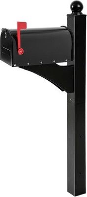 Colingmill Black 1 Set Iron Mailbox Posts with Mailbox for Outside Ground