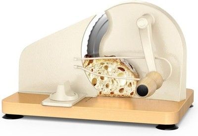 Manual Bread Slicer Adjustable Thickness w/ Metal Guide Hand Crank Suction Base