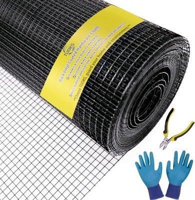 TUOKS Black Hardware Cloth 1/2in 48x100ft 19-Gauge PVC Coated Wire Mesh Garden