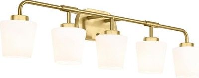 Audickic Bathroom Light Fixtures Over Mirror, 5-Light Brushed Gold Vanity
