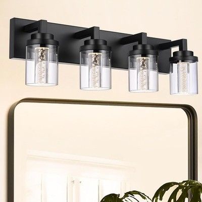 MELUCEE 4-Light 5 Color Dimmable Vanity Light Bathroom Bubble Crystal Fixture