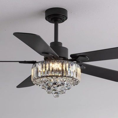 Nuoqiso Crystal Fandelier Ceiling Fan Light Chandelier Remote App Quiet 3-Color