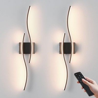KARTOOSH Battery Wall Sconce Set of 2 Remote Dimmable 3-Color Night Light Timer
