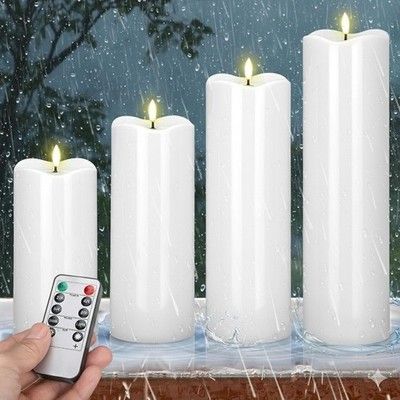 Rossesay 8 10 12 14 x 4in Large Waterproof Outdoor Flameless Candles Remote