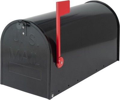 RAINHOL T3 Large Black Metal Mailbox Galvanized Steel Post Mount 23in Outside