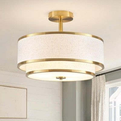 BUXVRCS 3-Light Semi Flush Mount Ceiling Light Fixture Modern w/ Fabric Shade