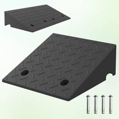 7.9 Inch Rise Rubber Ramp, Wheelchair Door Ramp with Non-Slip Surface