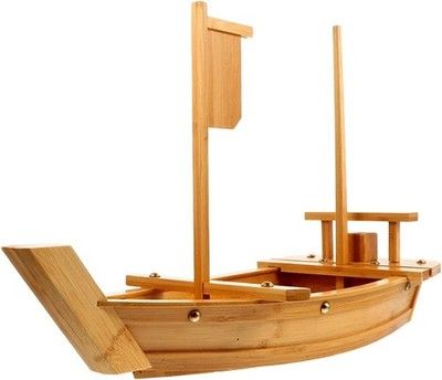 WINIAER 20in Wooden Sushi Boat Serving Tray Large Sashimi Board Seafood Party