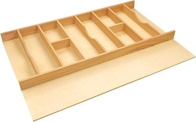 Acrosston Silverware Drawer Organizer Trim-to-Fit Adjustable Beech Wood 33x22