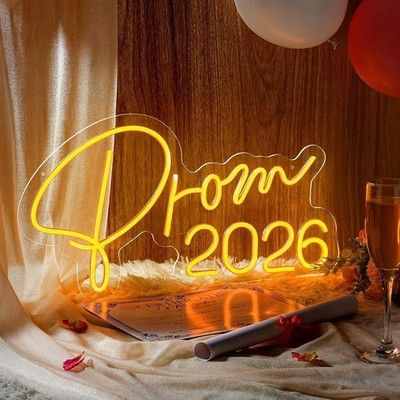 Rossesay Prom 2026 LED Neon Sign 20x10.6in Graduation Party Wall Decor
