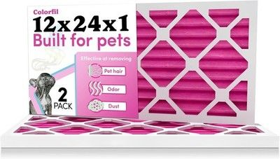 Colorfil 12x24x1 Air Filter 2-Pack MERV 8 Color Changing Pet Odor Made USA