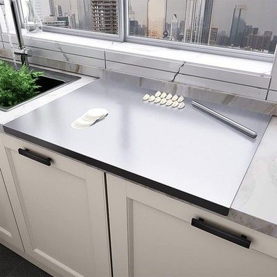 tonchean 31.5x19.7 Stainless Steel Cutting Board w/ Lip Rolling Pin Pastry Board
