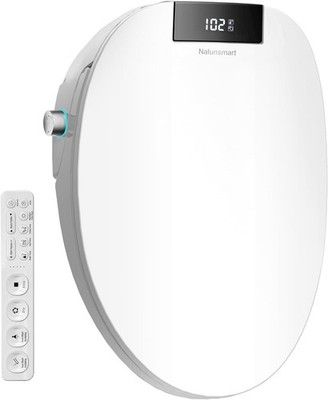Nalunsmart Toilet Bidet Seat Oval Dryer Warm Water Electronic Heated Adjustable