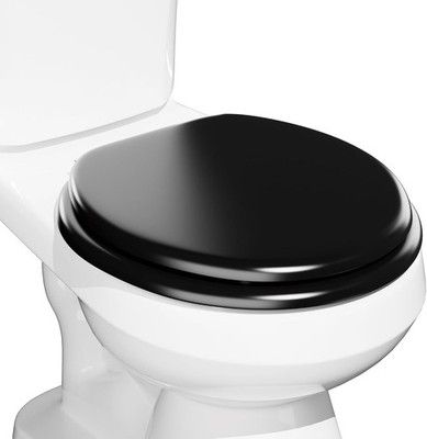 Deewow Black Wood Round Toilet Seat Slow Close Heavy Duty Zinc Alloy Hinges