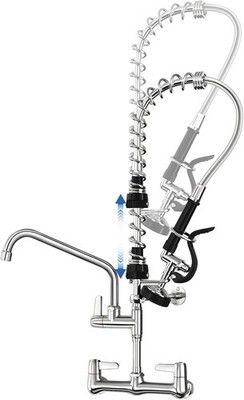 BESTJEEF Height Adjustable Commercial Sink Faucet 8in Center Wall Mount 25-32in