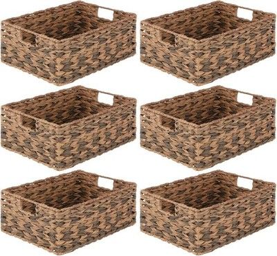 mDesign Woven Farmhouse Kitchen Pantry Food Storage Organizer Basket Bin Box