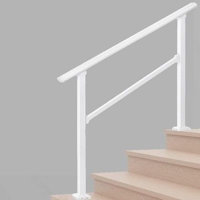 Metty Metal Hand Rail Outdoor Steps 4-Step Handrail Indoor Stair Railing Senior