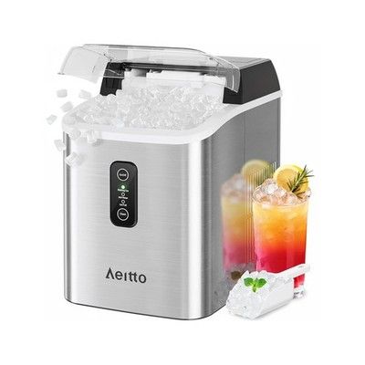 Aeitto Nugget Ice Maker Countertop 42lb/24H 1.5L Self-Cleaning Pebble w/ Scoop