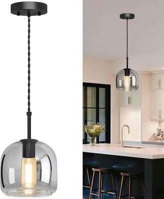 Aulaiyi Modern Black Glass Pendant Light Kitchen Island Dining Room Farmhouse